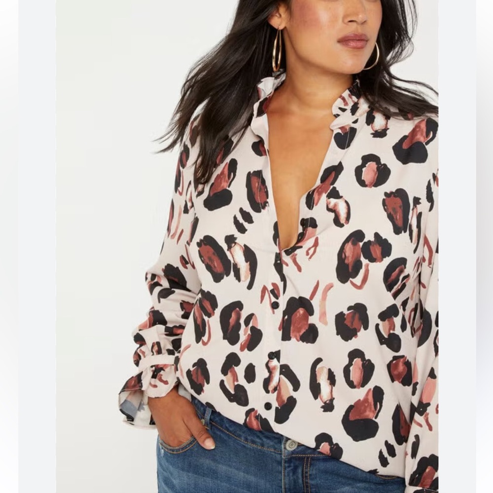 Eloquii Stylish Leopard Print Women's Top EUC